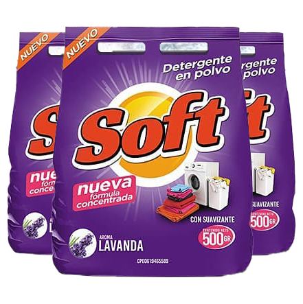 SOFT Detergente en Polvo con Suavizante 500 Gr BULTO